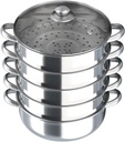 26CM/30CM 5 Tier Stainless Steel Steam Cooker Steamer, Commercial Stainless Steel Steamer + Glass Lid, Food Vegetable Pot Kitchen, 5-Layer Steam Cooker (30cm)