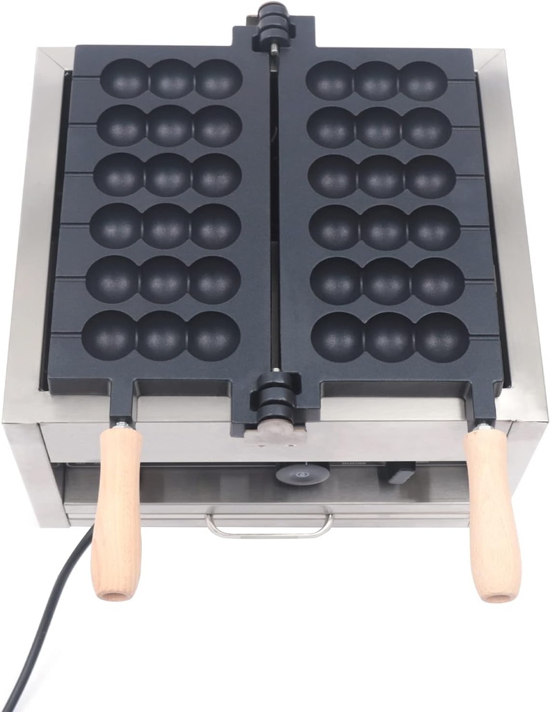 6 Grids Commercial Electric Bubble Egg Waffle Maker Machine, 110V 1400W Non Stick Waffle Baker Machine Pancake Baker Machine Waffle Ball Stick Maker for Restaurant Bakeries Snack Bar Home