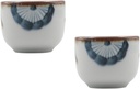 Healifty Japanese Floral Pattern Ceramic Sake Cup Set 2-Piece Glazed Tea Cups for Sake Serving Dishwasher Safe Drinkware for Home and Gatherings