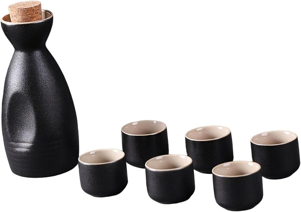 Ceramic Sake Pot Cups Set Ornament Traditional for Office Cabinet