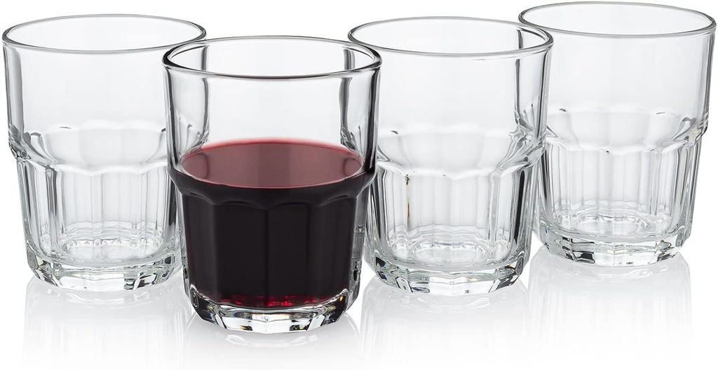 Trattoria Stemless-Style Vino da Tavola – Small & Stackable Italian Wine Tumbler 4-Piece Set (Gift Box Collection)