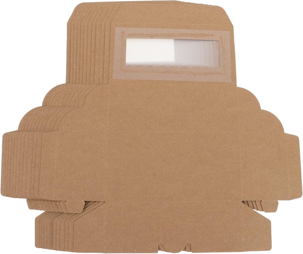 Cabilock 12pcs Kraft Paper Cake Boxes Window Muffin and Cupcake Containers Stylish Dessert Display Boxes