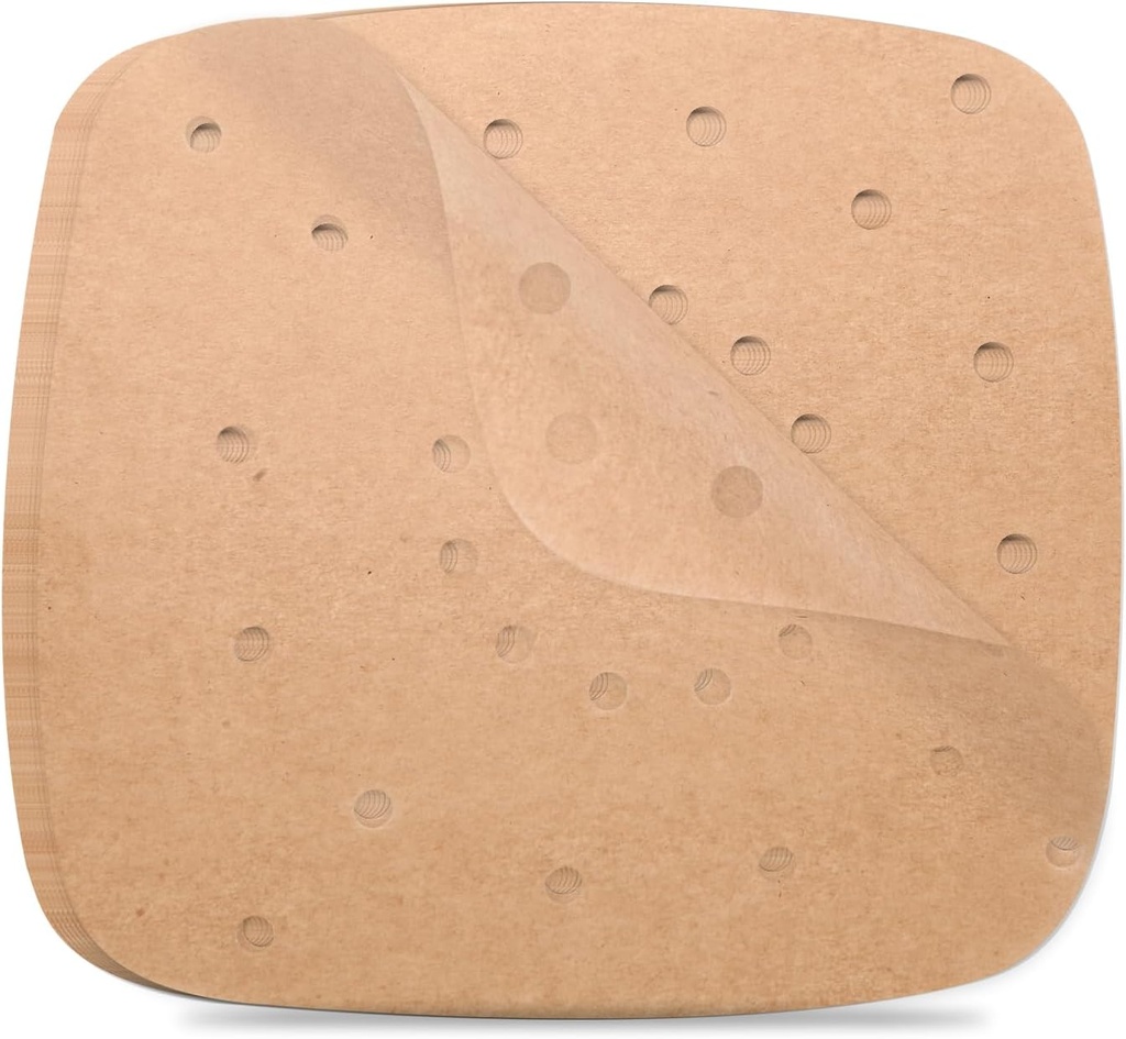 120Pcs Air Fryer Parchment Paper, 8.5 Inch Square Air Fryer Liners, Premium Perforated Parchment Paper, Unbleached Air Fryer Parchment Paper Liners, Squares for Air Fryer, Steamer, Frying Chicken,Oven