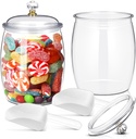 Nuogo 2 Pcs 0.5 Gallon 64 oz Candy & Cookie Jar Plastic Jars with Lids Decorative Apothecary and Candy Buffet Container Clear Airtight Food Storage Canister (Retro Style)