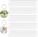 100 Set Round Sublimation Keychain Blanks Bulk Double Side Heat Transfer Sublimation MDF Blank Set with Keychain Rings & Jump Rings,Heat Transfer DIY Crafts (300)