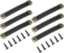 PATIKIL 5.7" Leather Drawer Pulls with Iron Sheet, 6 Pcs Leather Strap Trunk Handle Cabinet Knobs Hardware Replacement with 18mm Screws for Dresser Door Suitcase Luggage, Black