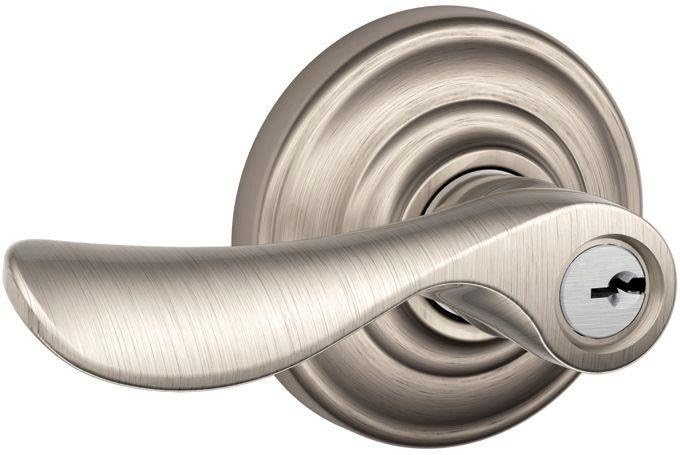 SCHLAGE F51A CHP 619 AND Champagne Lever with Andover Trim Keyed Entry Lock, Satin Nickel