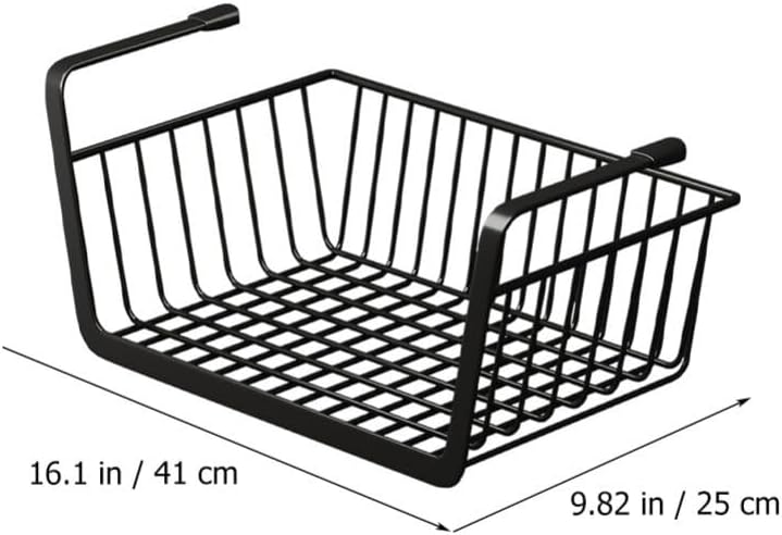 Alipis Under Shelf Storage Basket, Metal Wire Hanging Baskets Under Shelf Organizer Cabinet Storage Container Holder for Kitchen, Pantry, Bathroom, Office (Black)