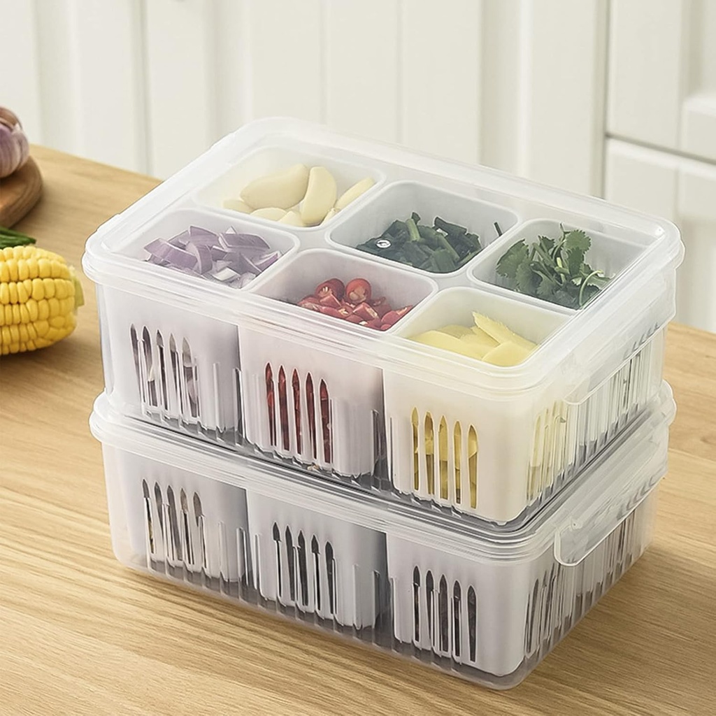 Divided Veggie Tray with Lid Snackle Box Charcuterie Container Food Storage Containers with Airtight Lids，Refrigerator Food Prep Containers Food Storage Box Fruit Storage Organizer