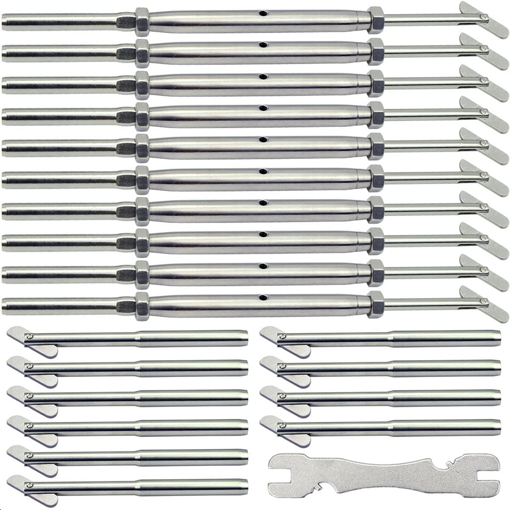 Stainless Steel Cable Railing Hardware Kit, for 3/16 Cable Railing System, for Metal Posts, Adjustable Angle Drop Pin Turnbuckle Kit 10 Pair