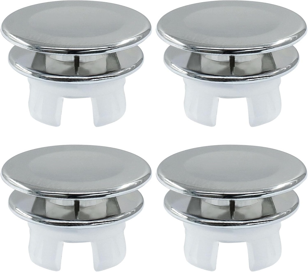 Waziaqoc 4 Pack Sink Basin Overflow Trim Ring Solid Brass Bathroom Sink, Overflow Ring Bathroom Cover Sink Insert Hole Round Caps, Double Layer Copper Solid Chrome