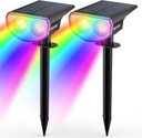 Kyosho Solar Color Spot Lights Outdoor, 9 Lighting Modes Halloween Christmas Lights, 38 LEDs Color Changing Waterproof RGBW Multicolor Tree Pool Solar Spotlight, 2 Pack