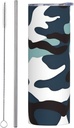 20ozMarine camouflage stainless steel straw lid cup, double-layer stainless steel, can be drunk directly or with a straw