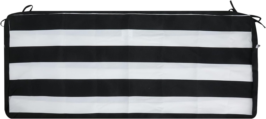 Magpie Fabrics Patio Bench Cushion Cover 42x18x3 Inch, NO Insert! Water&Fade Resistant Outdoor Loveseat Replacement Cover with Zipper (Black White)
