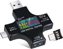 Eversame 2 in 1 Type C USB Tester Color Screen LCD Digital Multimeter, USB C Voltage Current Voltmeter Amp Volt Ammeter Detector USB Cable Charger Indicator DC3.6-30V/0-5.1A