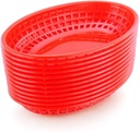 New Star Foodservice 44164 Fast Food Baskets, 9 1/4-Inch x 6-Inch Oval, Set of 12, Red