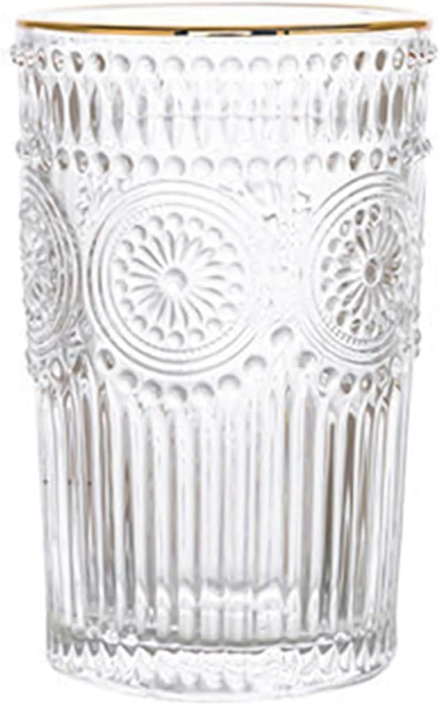 Vintage Drinking Glasses Vintage Embossed Glasses Embossed Romantic Water Glassware Drinking Glasses Water Glasses Modern Embossed Designs Glasses(#3/350ml)