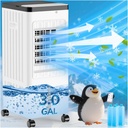 Windowless Portable Air Conditioners, Swamp Cooler with Oscillation, Evaporative Air Cooler with Remote, 7H Timer, Air Coolers Fan with 3Modes&Speeds for Bedroom Indoor Room (White, 9L)