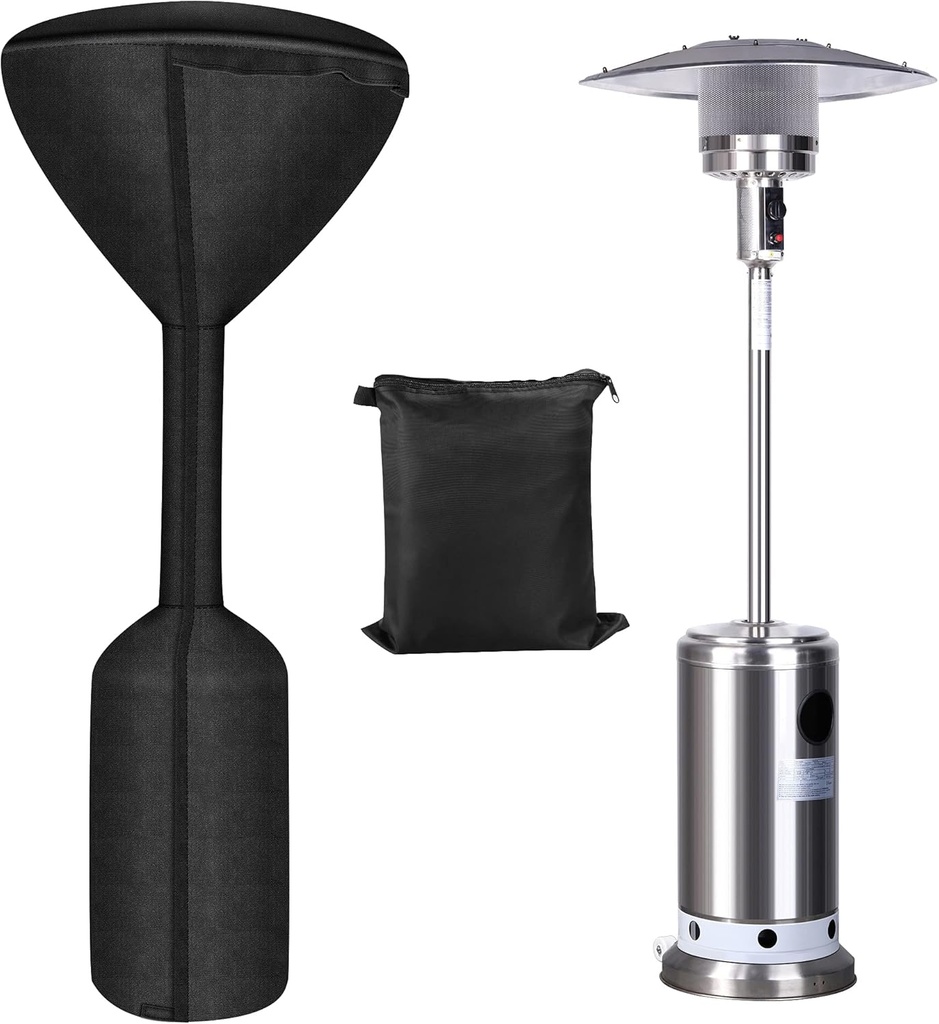 Patio Heater Covers Upgraded with Zipper and Storage Bag,Waterproof,Dustproof,Wind-Resistant,Sunlight-Resistant,Snow-Resistant,Black,95'' Height x 34" Dome x 18.5" Base