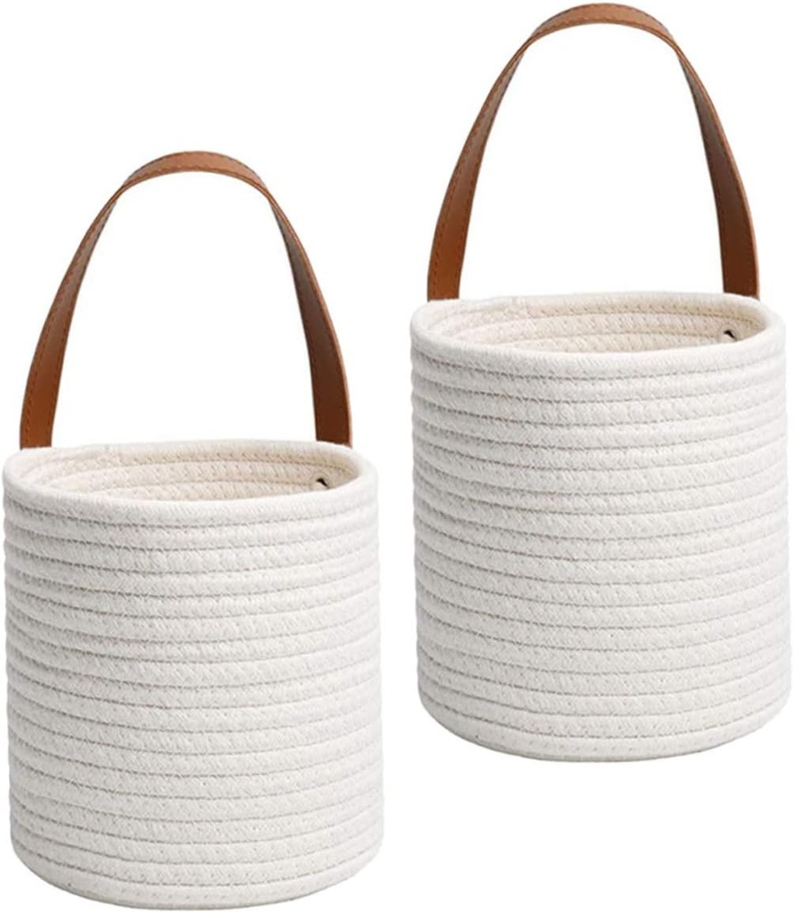 2pcs Cotton Wall Storage Basket Small Hanging Baskets for Kitchen Decorative for Flower Pot Holder