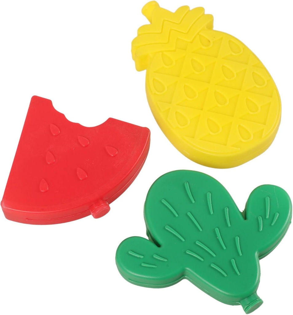 Cabilock 3pcs Creative Ice Packs for Food Preservation Cartoon Shape Ice Cases for Lunch Boxes and Reusable for Fruit Pineapple Watermelon Cactus