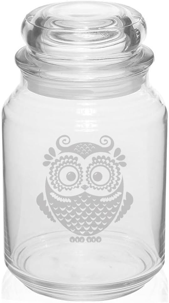 26 oz Glass Candy Jar Gift Owl Vintage