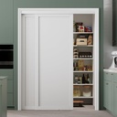 Bypass Sliding Closet Doors, 60"x80" Solid Door Panel with Hardware Kit & Handles, Interior Shaker Panels for Closet/Pantry/Kitchen, Paintable Preassembled Sliding Doors, White