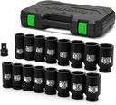 3/4" Drive Deep 6-Point Impact Socket Set, 17-Piece Jumbo Assortment, Cr-Mo, SAE (1-Inch to 1-1/2-Inch) and Metric (26mm to 38mm), 1/2" F to 3/4" M Impact Socket Adapter