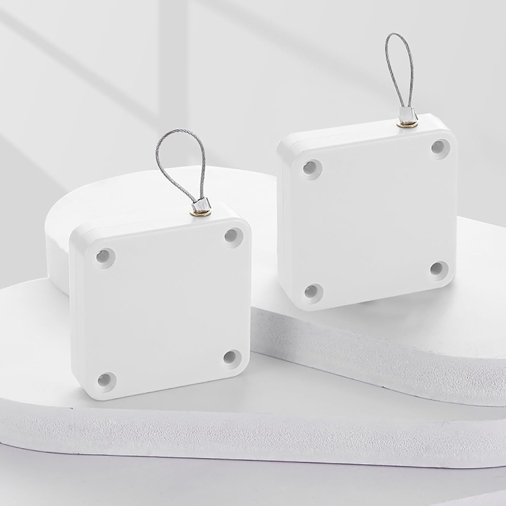 Upgraded Punch-Free 1000g Automatic Screen Door Closer, Storm Door Closer, Sliding Screen Door Automatic Closer with Steel Pull Cord for Bathroom, Bedroom, Kitchen (2 Pack) (2-Pack White)