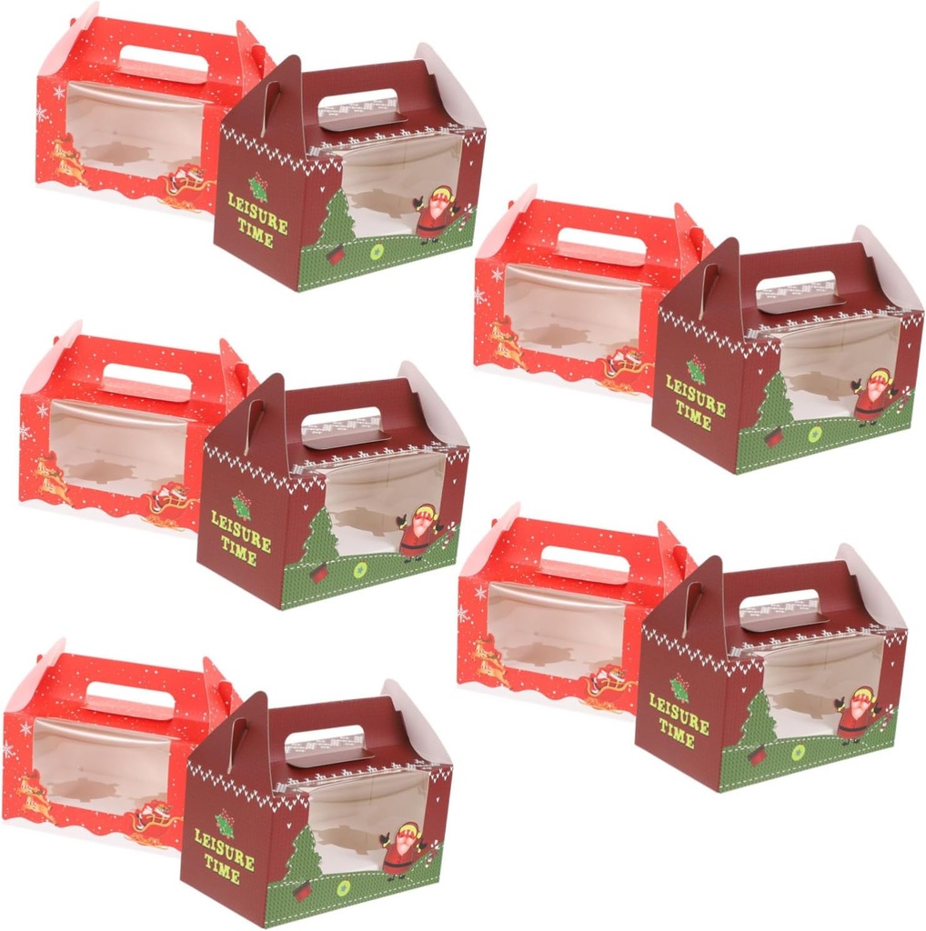 10pcs Decorative Dessert Boxes for for Christmas for and Parties Food-grade Material Festive Design