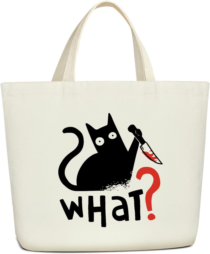 Funny Murderous Cat Lover Gifts Halloween Tote Bag, Black Cat Mom Gifts Halloween Party Favor, Aesthetics Tote Bag -46