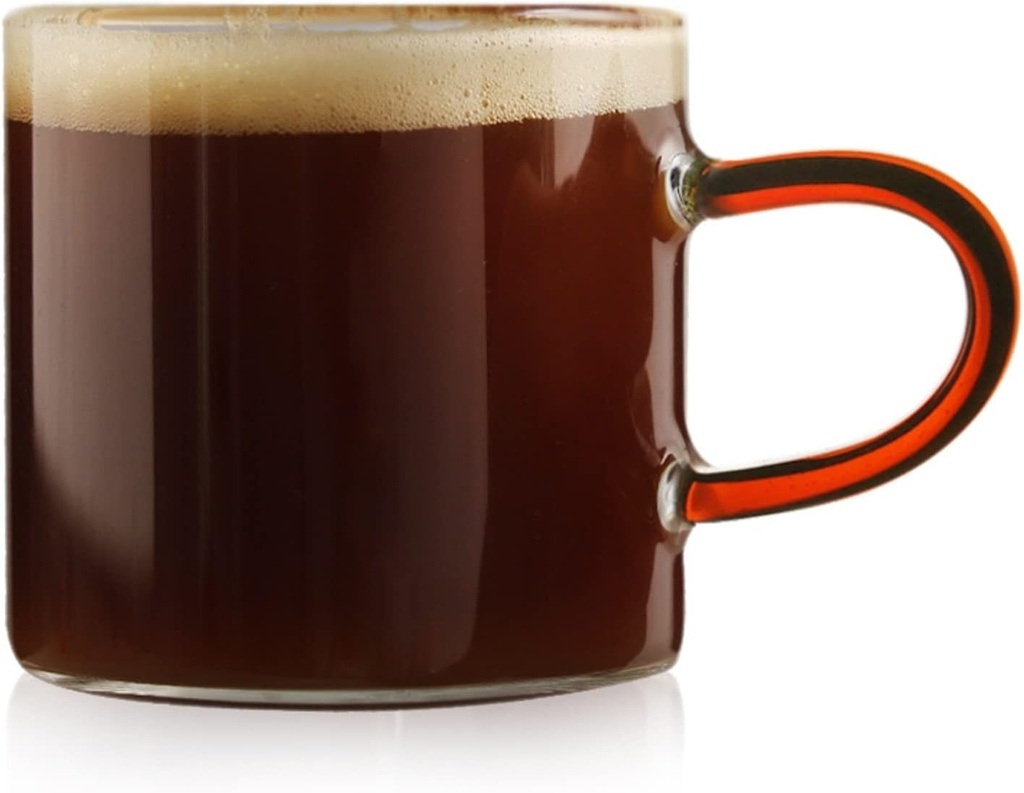 Drinking Cup Coffee Cup Colorful Handle Tea Latte Iced Tea 3.4 Oz Clear Glass Very Suitable for Home Office and Kitchen Use Coffee