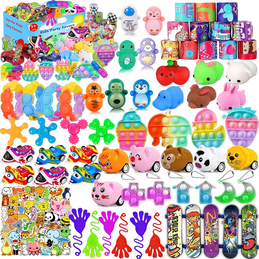 124 Pcs Party Favors for Kids 4-8, Birthday Gift Toys, Goodie Bag Stuffers, Treasure Box Carnival Prizes, Gifts Classroom, Pinata Bags Filler Boys and Girls 8-12