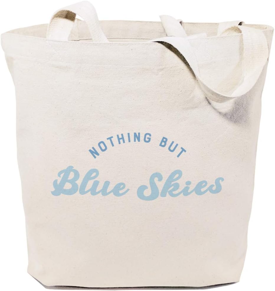 The Cotton & Canvas Co. Nothing but Blue Skies Summer Beach Bag, Swim Bag, Shopping and Travel Reusable Shoulder Tote and Handbag