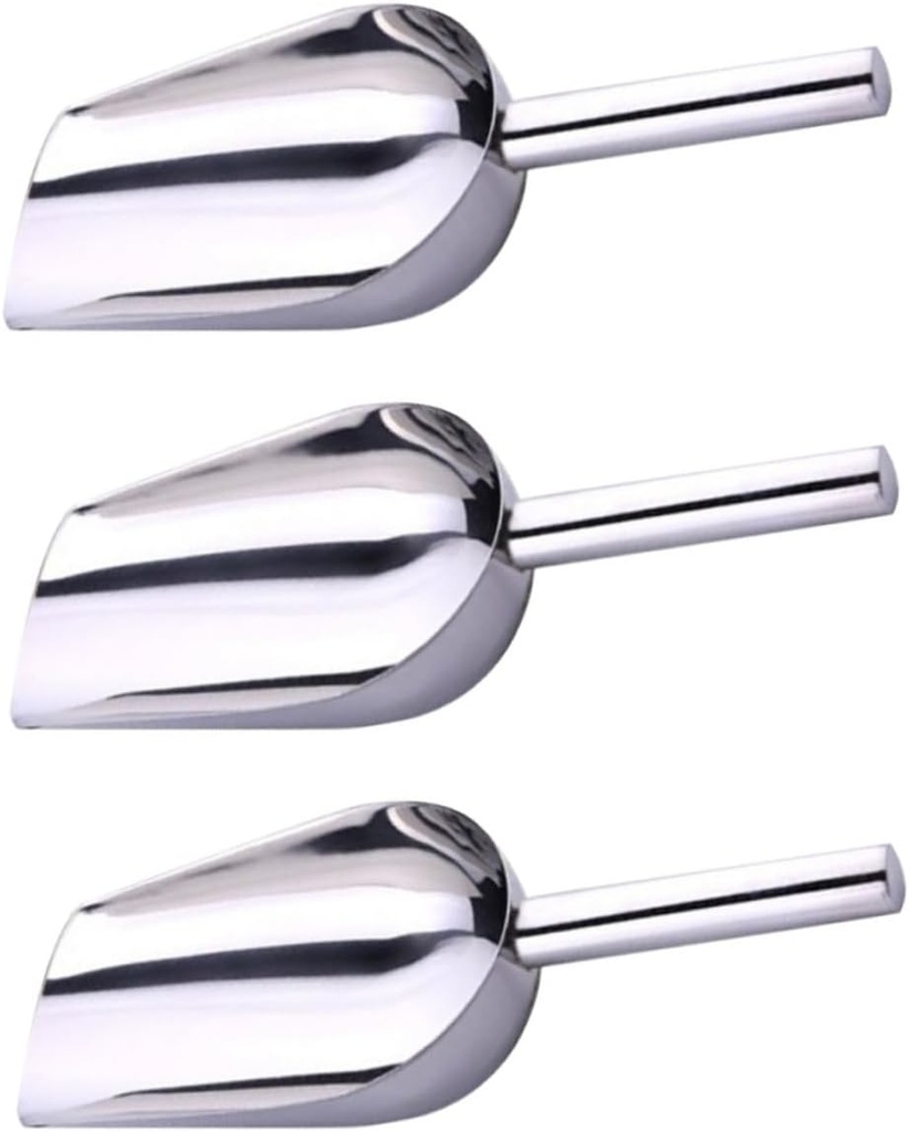3pcs Stainless Steel Ice Scoops Ice Cube Scoop for Solid Foods Comfortable Grip for Kitchen Use for Nuts and More