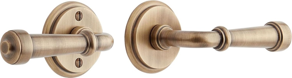 Signature Hardware 479165 Esmond Left Handed Solid Brass Passage Door Lever Set with 2-3/4" Backset - Antique Brass