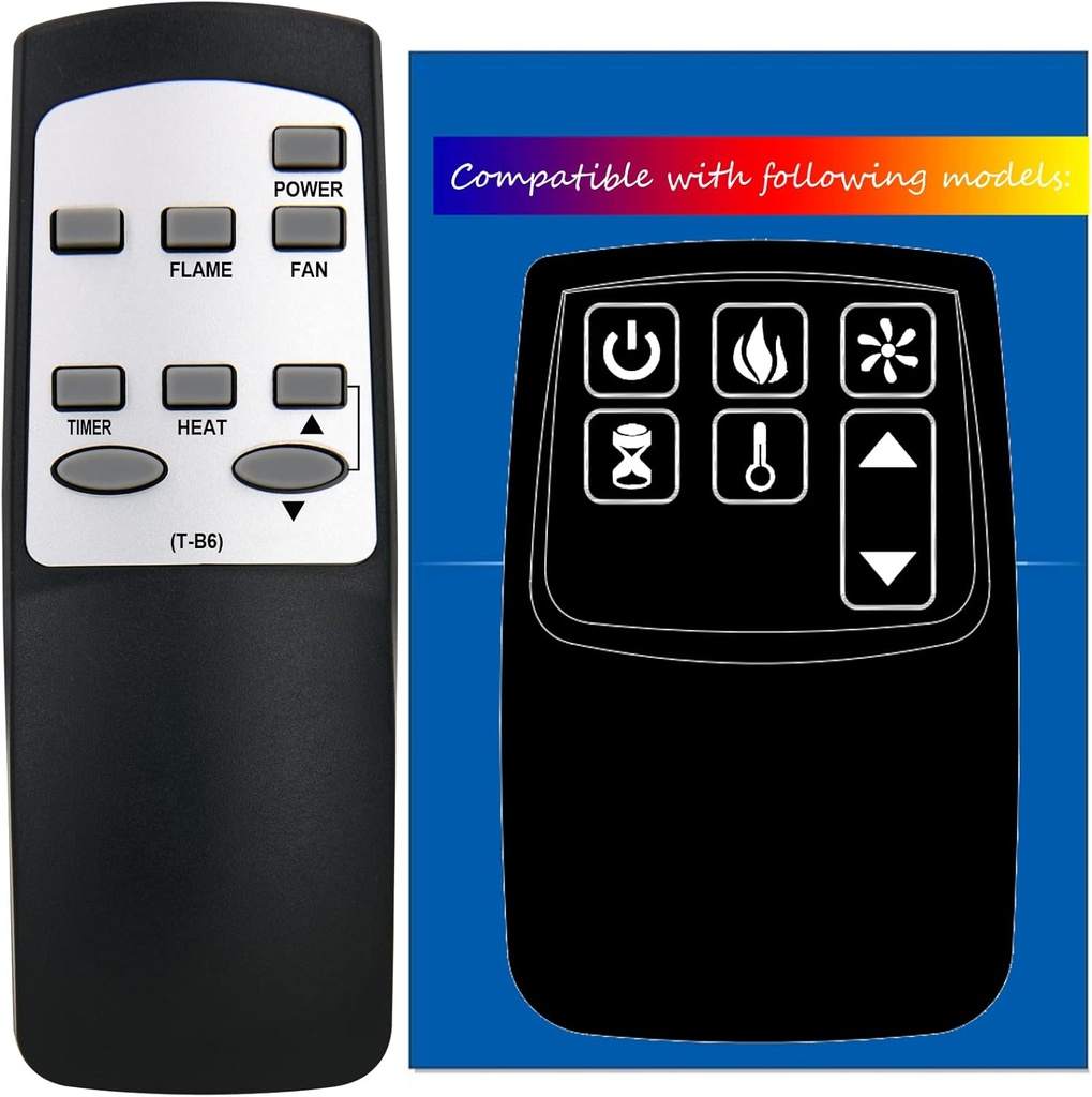 Replacement for Twin Star ClassicFlame Classic Flame Dura Flame Fireplace Stove Heater Infrared Remote Control 2311300GRA (T-B6)