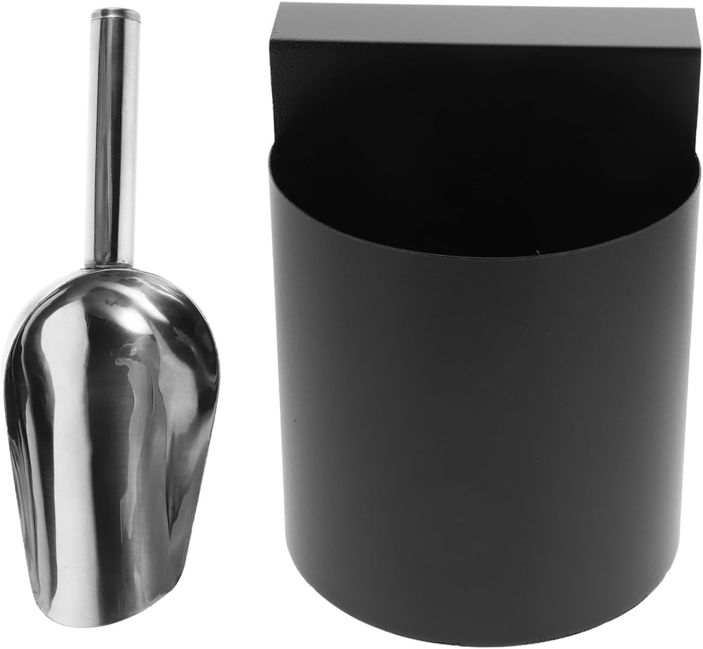 Stainless Steel Ice Scoop with Holder for Ice Makers Versatile Food Scooper Pet Food and More Organized Storage Box Included Supermarkets and Kitchens