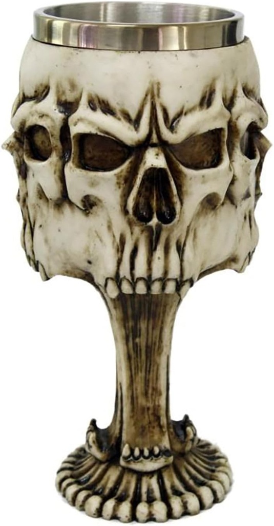 Pacific Giftware Skulls face Wine Goblet with stainless steel inner