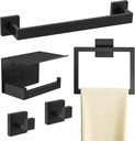 Matte Black Bathroom Accessories Hardware Set 5-Piece, Stainless Steel Towel Racks for Bathroom, 16 Inch Bath Towel Bar Set Wall Mounted