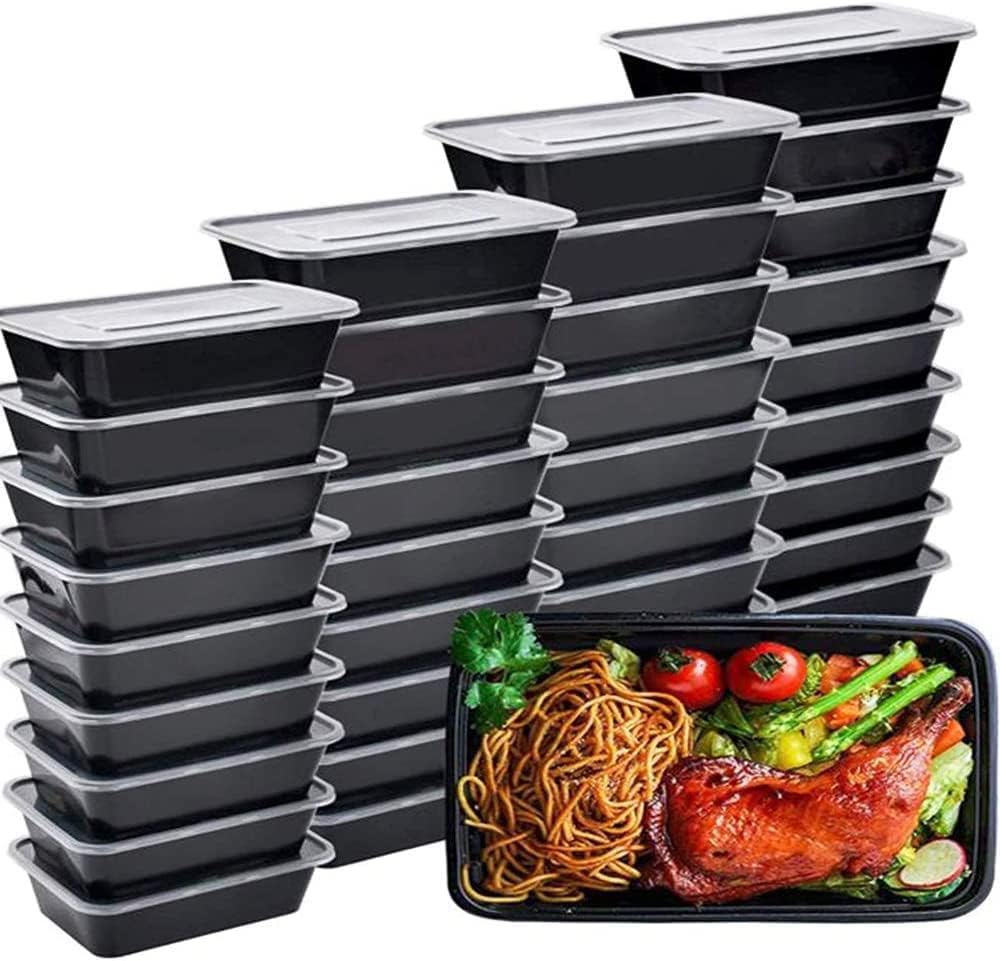 50-Pack Food Container Meal-Prep Containers, 16oz 16 Ounce Microwavable Reusable Food Containers with Lids for Food Prepping, Disposable Lunch Boxes, BPA Free Plastic Food Boxes