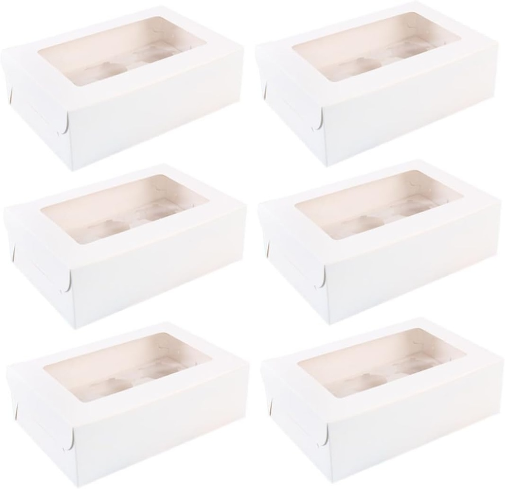 Unomor 20pcs Kraft Paper Muffin Boxes Inserts Cupcake Containers for Parties and Events for Desserts Cookies and Treats White Cardboard Design