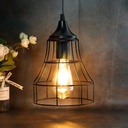 JHY DESIGN Hanging Lamp Black Battery Powered Decorative Pendant Lamp Metal Cage Battery Lamp with 6 Hours Timer for Bar Bedroom Garden Parties Patio Indoor Outdoor Living Room(Geometry)