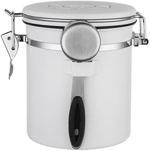 304 Stainless Steel Sealed Storage Jar, Crisper Jar With Spoon, Coffee Bean Sealed Jar (White, 51 OZ)