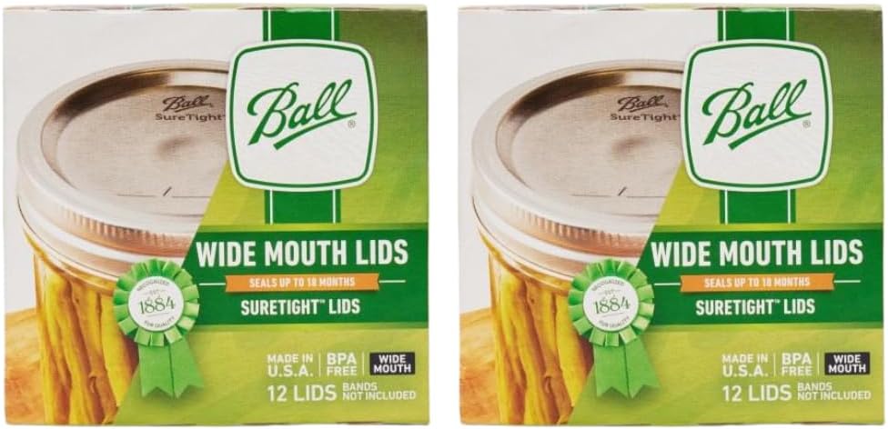 Ball Wide Mouth Mason Jar Lids 12-Count per Pack (2-Packs Total)