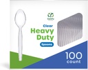 GUSTO [100 Pack] Heavy Duty Disposable Clear Plastic Spoons - Plastic Silverware, Basic Cutlery for Parties, Events, and Everyday Use (Formerly Comfy Package)