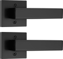 Probrico [Pack of 2 Door Lever Dummy Lever Door Handle for Closets French Doors,Square Dummy Door Lever,Non-Turning Single Side Pull with Black Finish,Easy Installation Pull Only Lever Set
