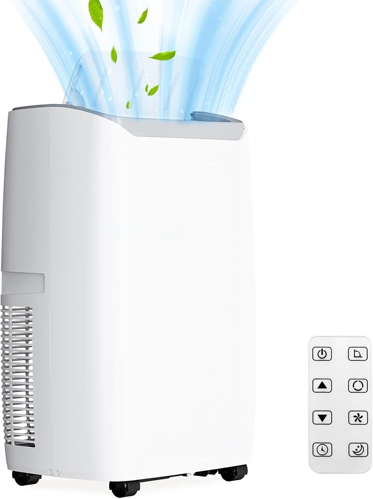 12000 BTU Portable Air Conditioner - 3 in 1 Cooler with Dehumidifier & Fan, Quiet, Cools Up to 550 sq. ft, Easy Install Kit, 24H Timer, Remote Control, LED Display, for Home & Office