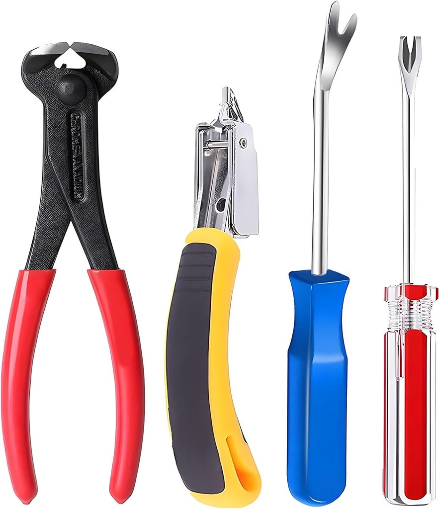 Construction and Upholstery Staple Remover Tack Puller Nail Remover Tool Set Nail Puller Plier, Staple Puller, Tack Lifter, Fastener Remover, for Furniture Floor Wall Wooden Case Car Photo Frame