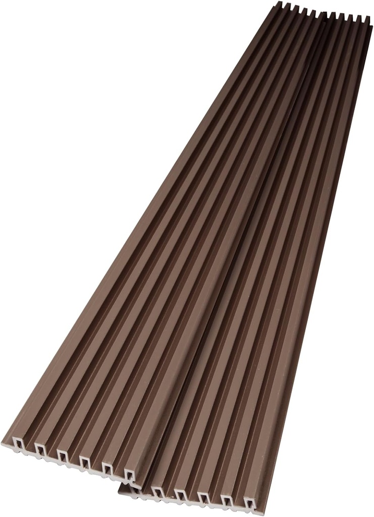 Art3dwallpanels Slat Wall Paneling, 104'' x 6.7'' Glossy Metal Finish WPC Soundproof 3D Wall Panels for Interior Wall Decor, 8 Pack Fluted Textured Panel Wall Slats, Brushed Brown
